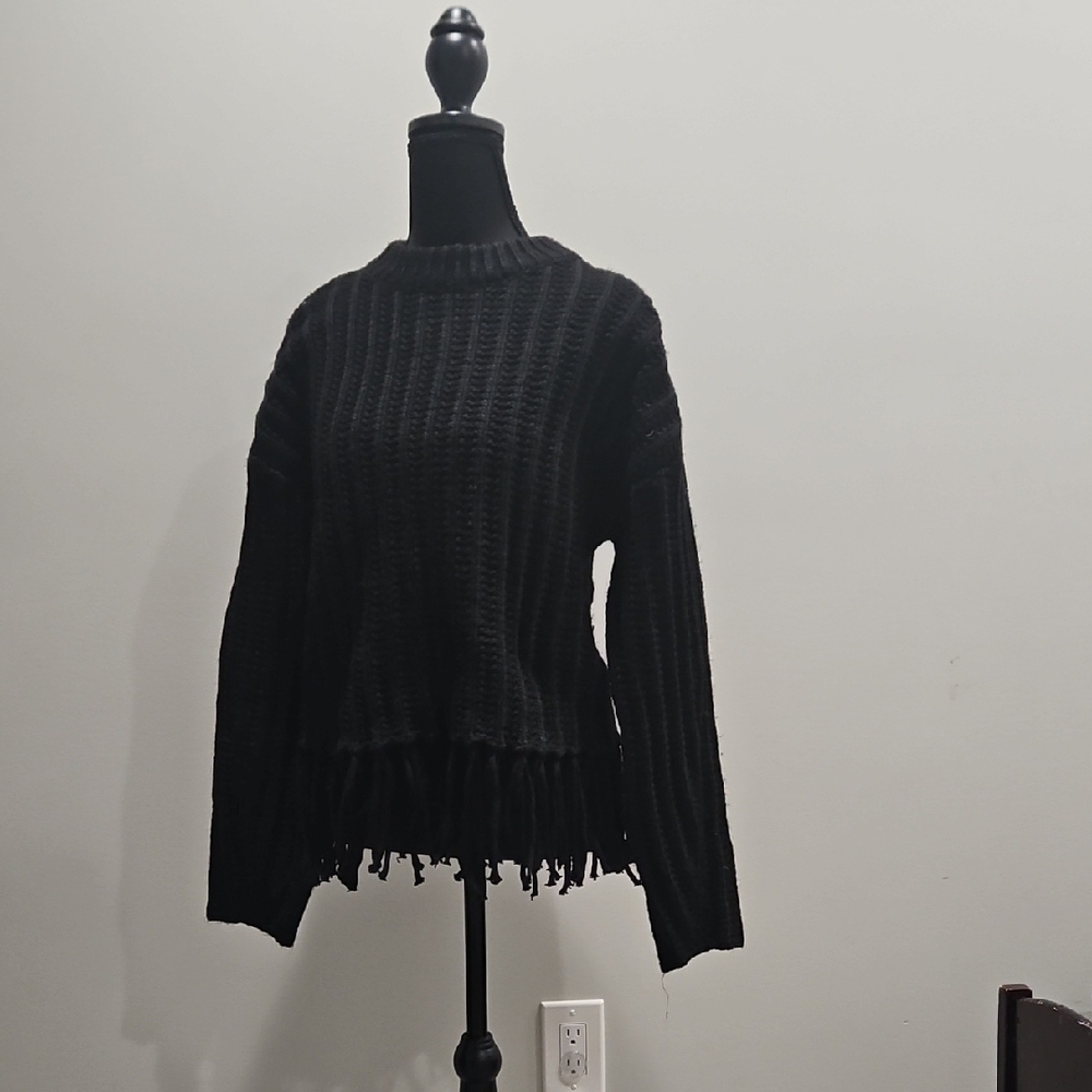 Black Fringe Sweater